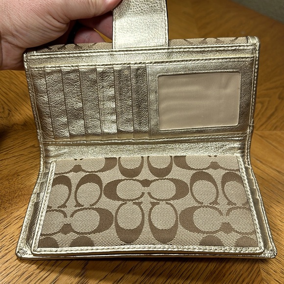 COACH Signature Metallic Turnlock Checkbook wallet - Picture 7 of 16